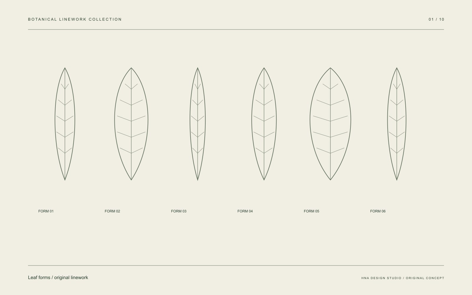 Original graphic study: Leaf forms / original linework