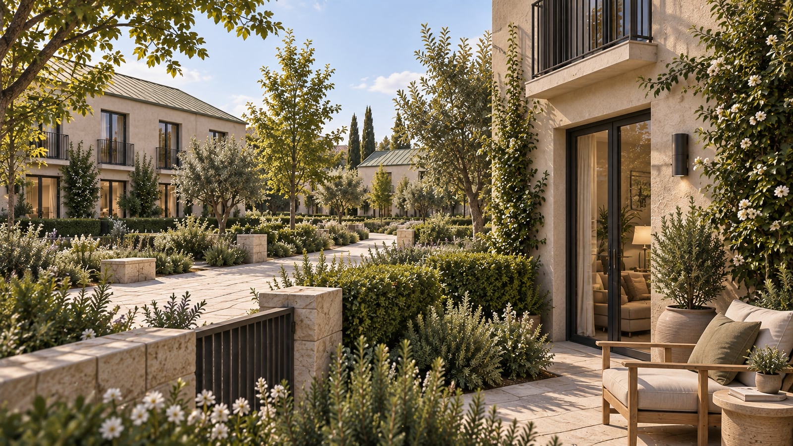 AI-assisted concept visualization: Private garden-to-street relationship