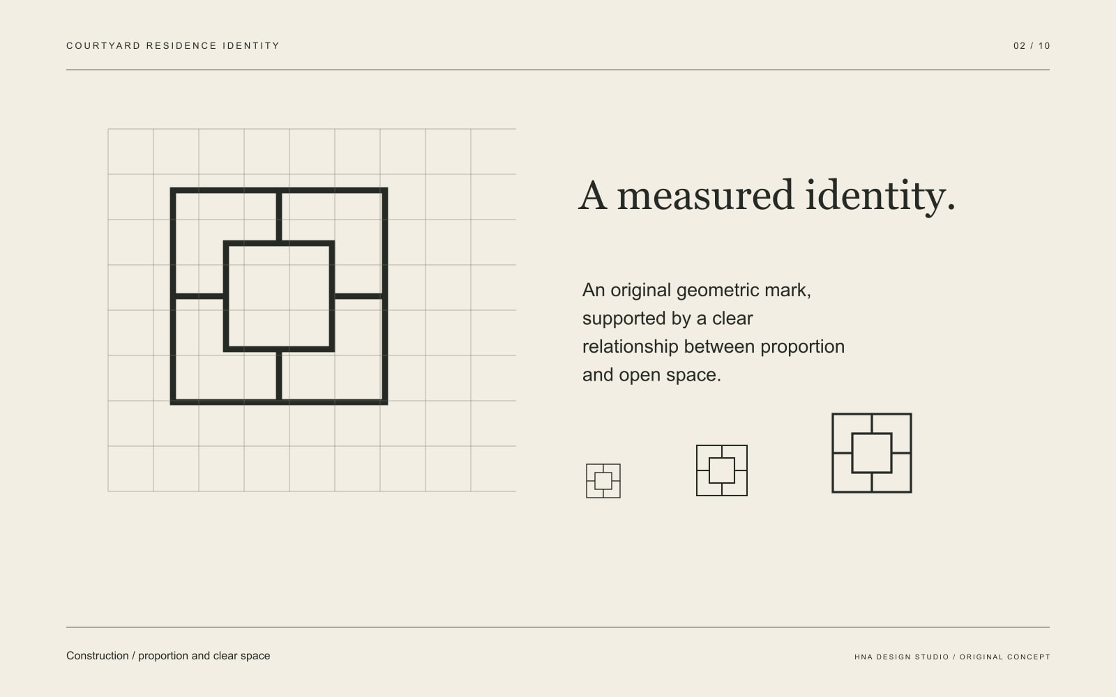 Original graphic study: Construction / proportion and clear space