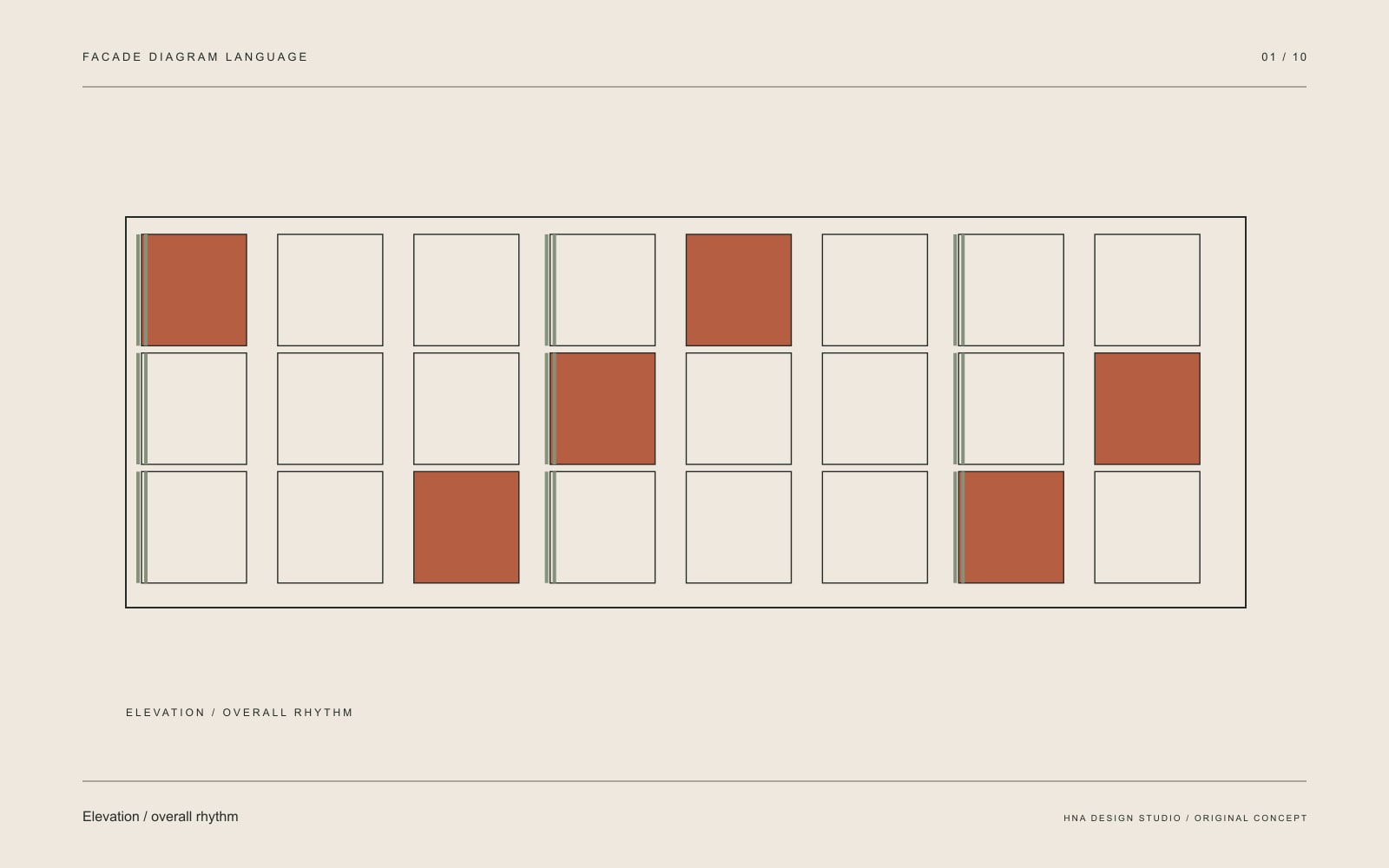 Original graphic study: Elevation / overall rhythm