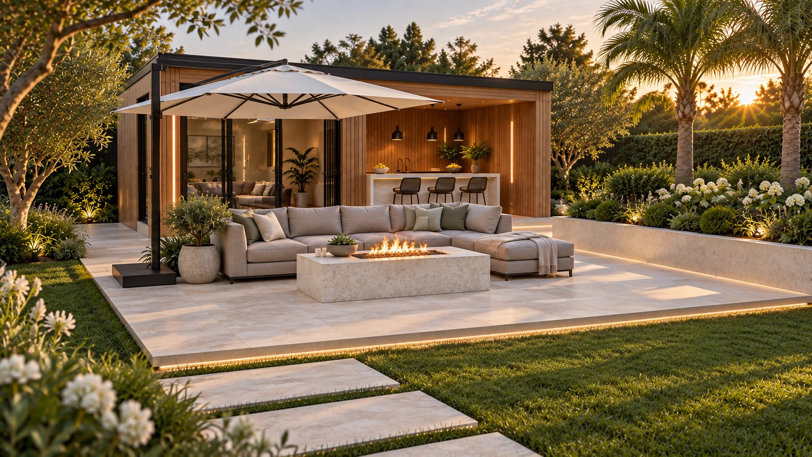 AI-assisted concept visualization: Conversation seating around the fire feature