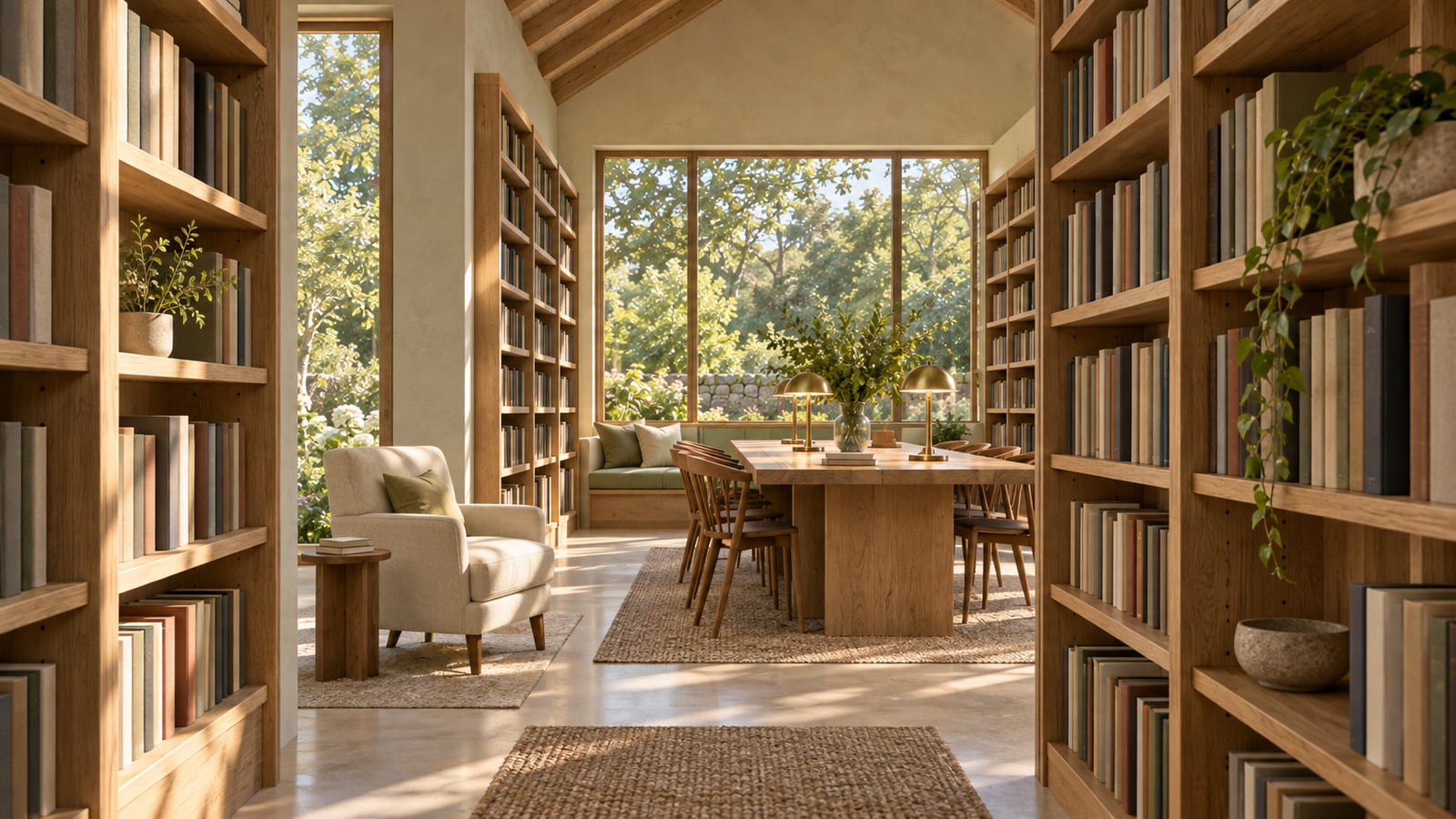 AI-assisted storyboard study: Side aisle between shelves