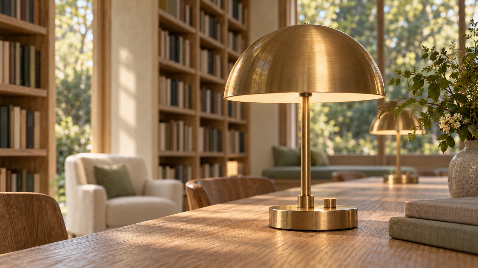 AI-assisted storyboard study: Brass reading light detail