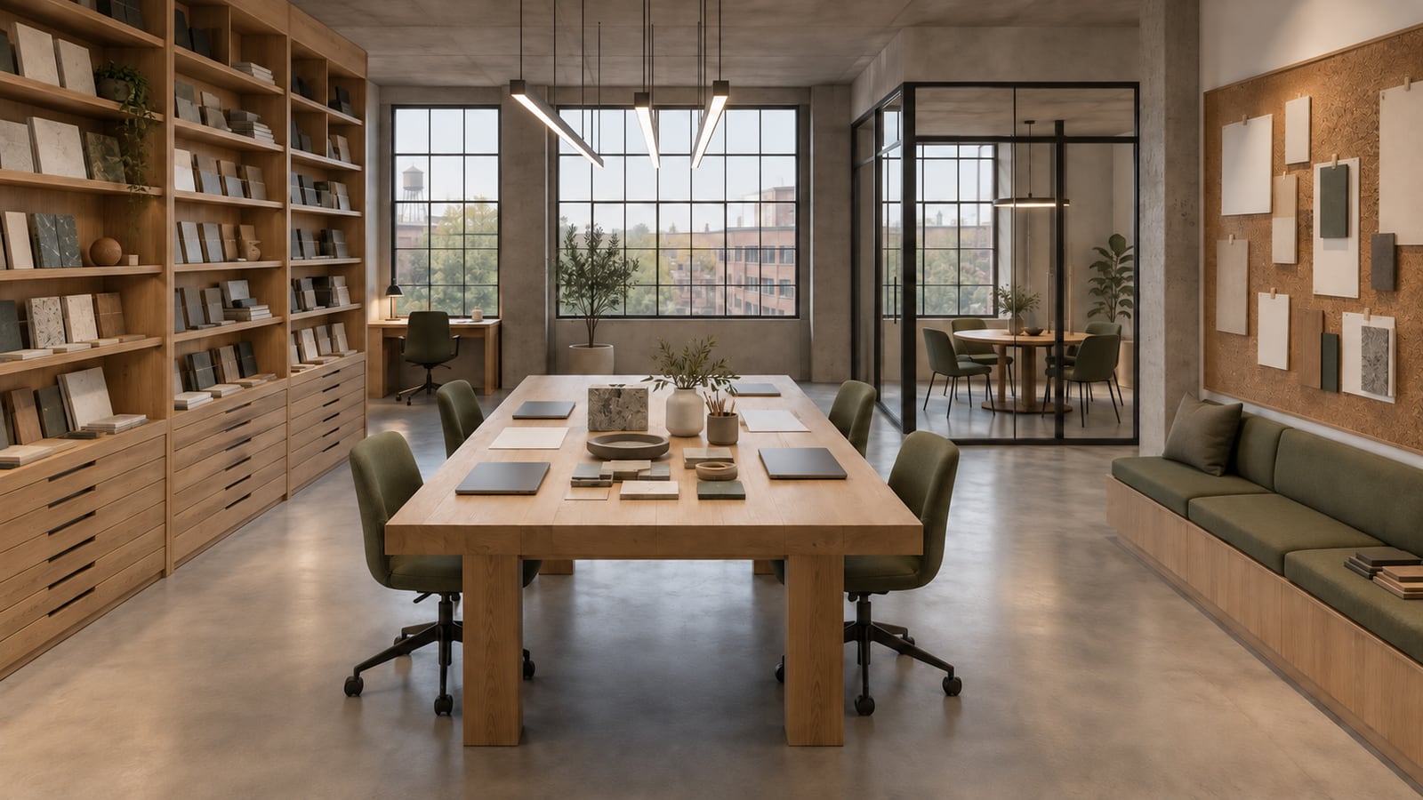 AI-assisted concept visualization: Studio workroom overview