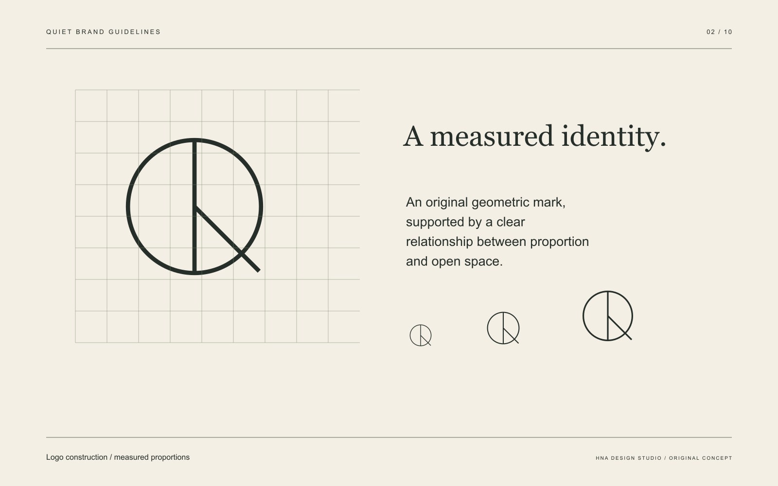 Original graphic study: Logo construction / measured proportions