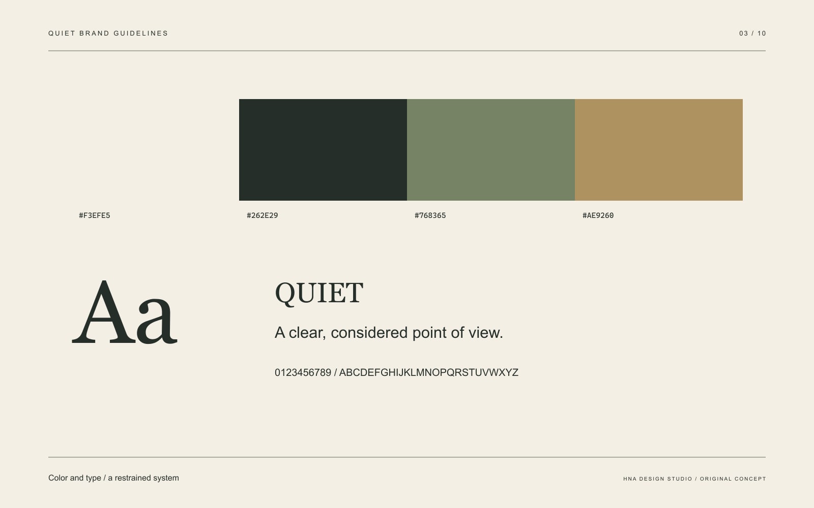 Original graphic study: Color and type / a restrained system