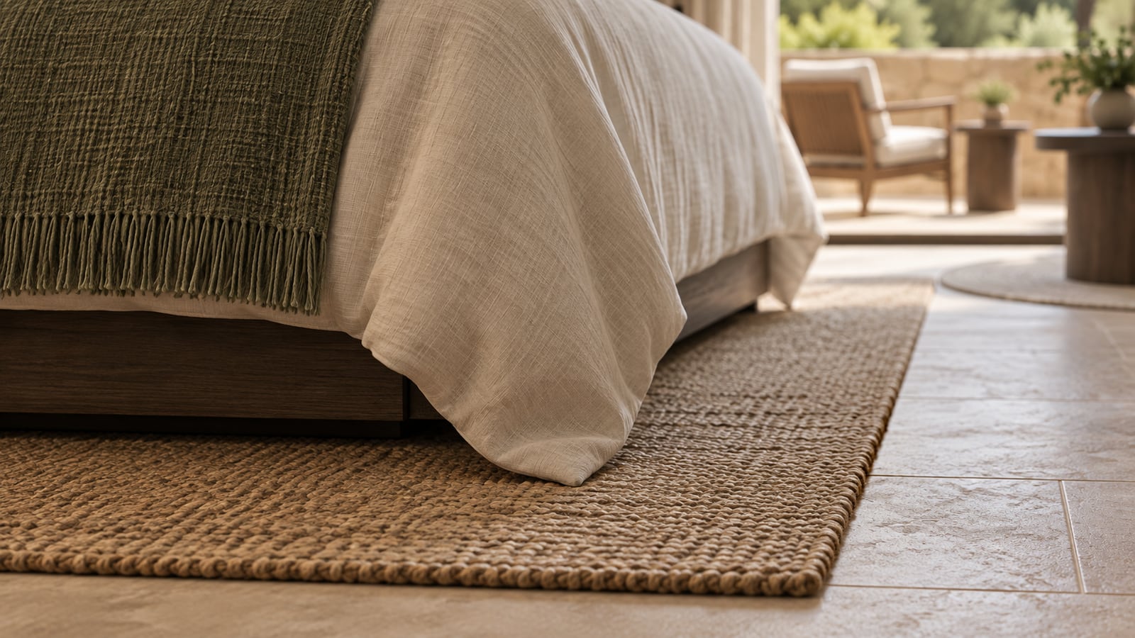 AI-assisted concept visualization: Linen and sandstone surface detail