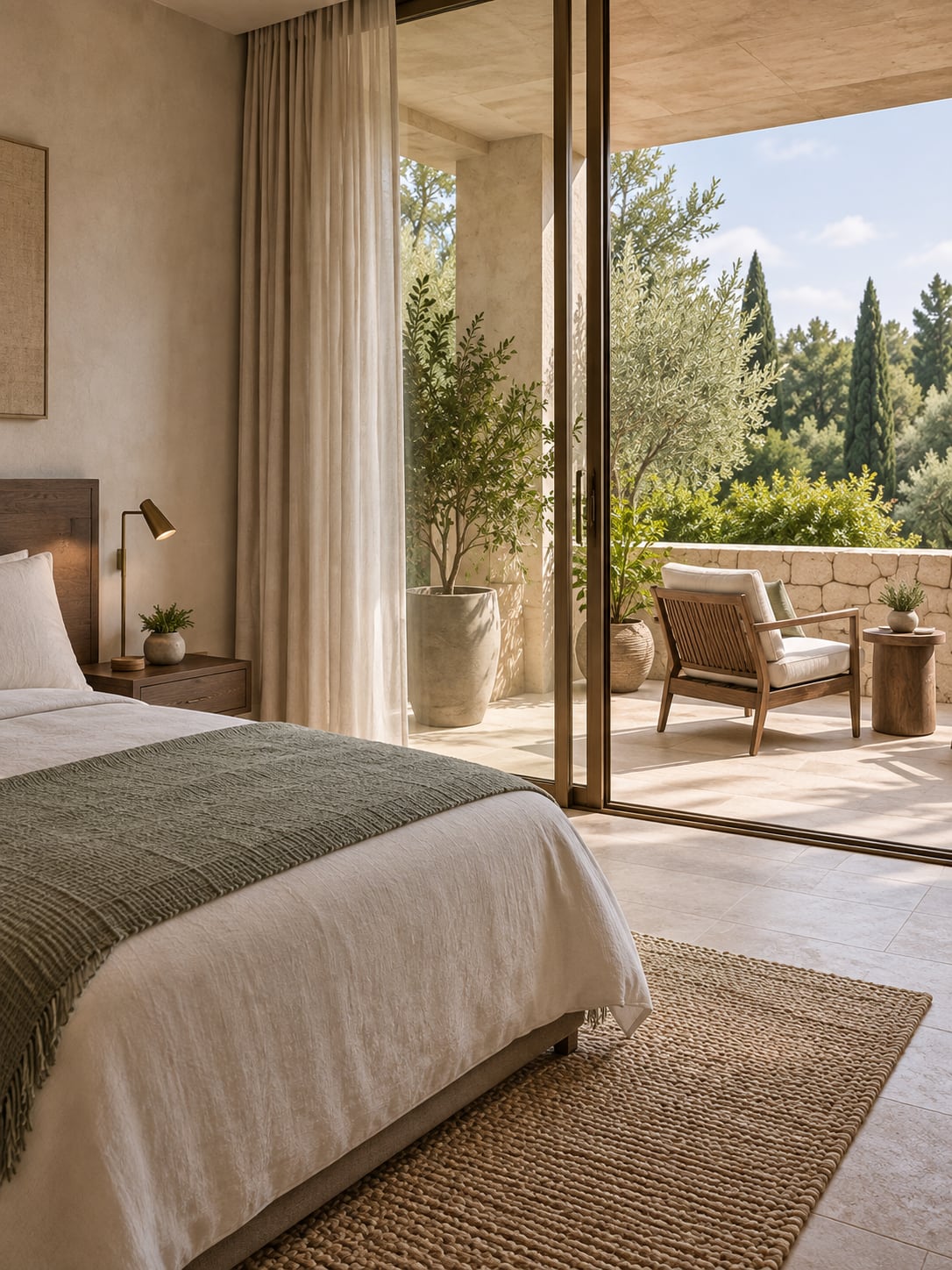 AI-assisted concept visualization: Vertical composition of bedroom to terrace