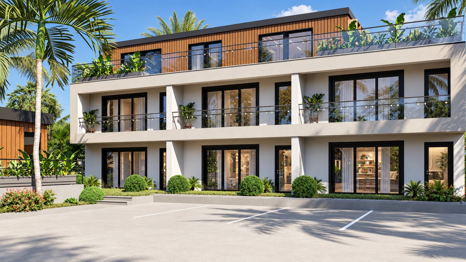 AI-assisted companion still: Townhouse balcony exterior