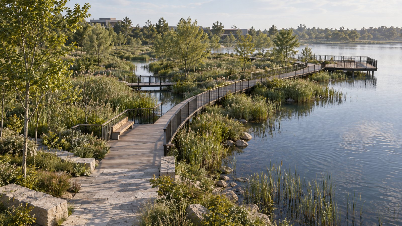 AI-assisted concept visualization: Wetland walk and water overview